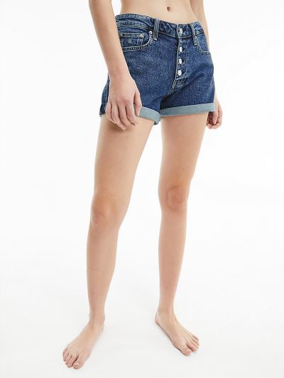 Calvin Klein Ruhák HU539481 | Calvin Klein Denim Női Rövidnadrág Sötét Kék